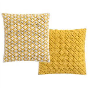 Cojín Silai cuadrado Yellow-yellow de GAN. Cojines de lana modernos.