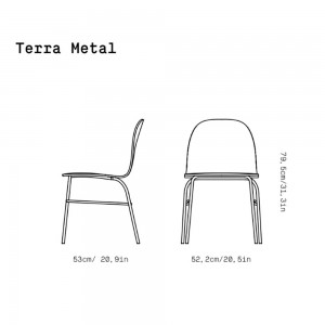 Silla Terra metal Tapizada Omelette ed. Silla comedor ideal para interiores.