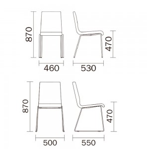 Silla Kuadra 1051/1058 de Pedrali. Sillas de diseño contemporáneo italiano.