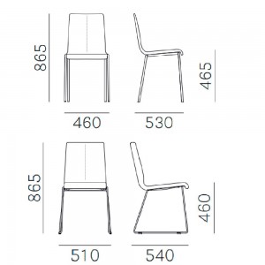 Silla Kuadra 1281/1298 de Pedrali. Sillas de diseño. Sillas para espacios contract.