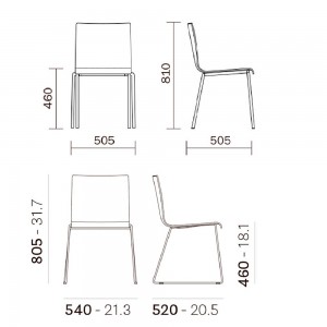Silla Kuadra XL 2403/2409 de Pedrali. Sillas de diseño moderno. Sillas plásticas.