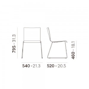 Silla Kuadra XL 2419 de Pedrali. Sillas de diseño. Sillas para espacios contract.