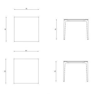 Mesa cuadrada AllSize de Fast. Mesas de diseño moderno para exteriores.