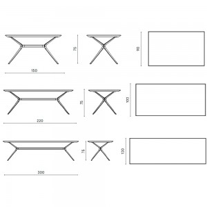 Mesa rectangular Gres Moai de Fast de exterior con diseño moderno y elegante.