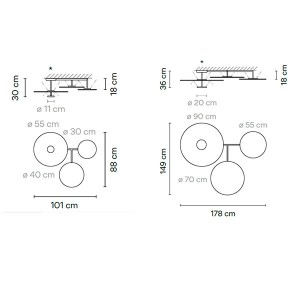 Lámpara techo Flat Triple Vibia