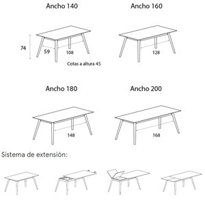 Mesa Aise rectangular extensible madera Treku
