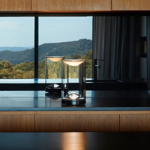 Lámpara moderna y delicada de centro de mesa Eva o EVE de Foster+Partners y Lumina.