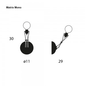 Aplique de pared para espacios interiores Matrix Mono de Yaacov Kaufman para Lumina. 