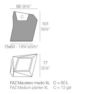 Macetero Medio Faz XL con Autorriego y Acabado en Mate