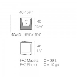 Macetero Faz Cubo con Autorriego opcional y Acabado Mate | Lluesma
