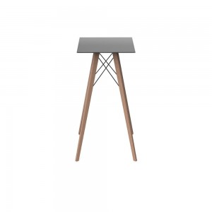 Mesa cuadrada alta Faz Wood para bar y taburetes Vondom