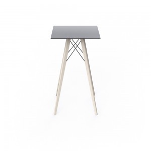 Mesa cuadrada alta Faz Wood para bar y taburetes Vondom