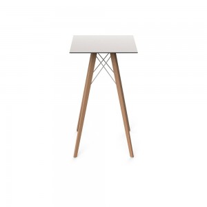 Mesa cuadrada alta Faz Wood para bar y taburetes Vondom