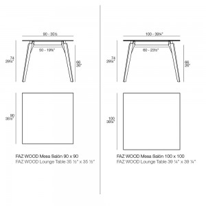 Mesa cuadrada Faz Wood lounge table. Vondom