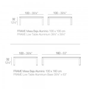Mesa baja Frame auxiliar de Aluminio con sobre HPL | Diseño Vondom