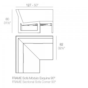 Sofá Frame módulo esquina 90º Vondom