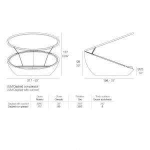 Cama Ulm Daybed con Parasol Vondom