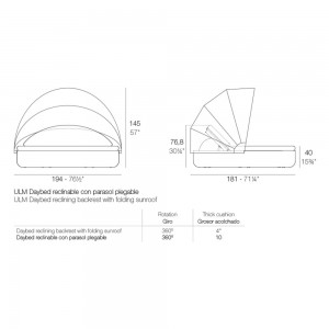 Cama Ulm Daybed Ø180 abatible con parasol Vondom
