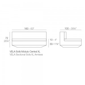 Sofá módulo XL central Vela con Iluminación Led Y Resistencia al Sol