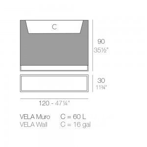 Jardinera Wall Vela Hecha en Resina con Luz Led y Autorriego | Vondom