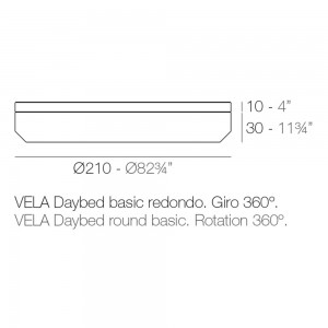 Cama Daybed Basic Redonda Vela con Tela Náutica Resistente al Sol