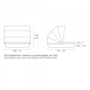 Cama Vela Daybed Basic cuadrada con parasol Resistente al Sol