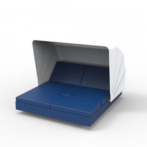Cama Vela Daybed cuadrada con parasol y 4 cabezales reclinables