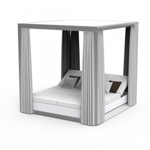 Pérgola Vela cuadrada con cortinas para camas Daybed