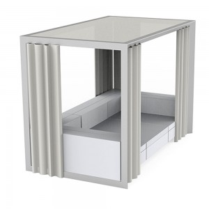 Pérgola Cenador Vela con cortinas para sofá módulo Vela