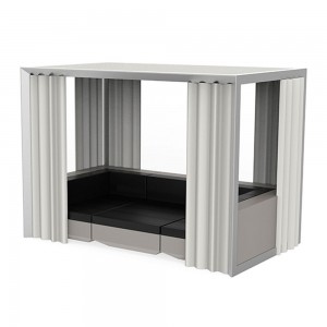 Pérgola Cenador Vela con cortinas para sofá módulo Vela