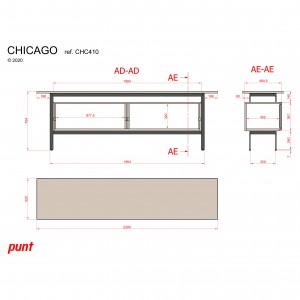 Aparador moderno Chicago con puertas de cristal de Puntmobles. Mobiliario de diseño.