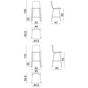 Taburete Aava 02 polipropileno madera Arper
