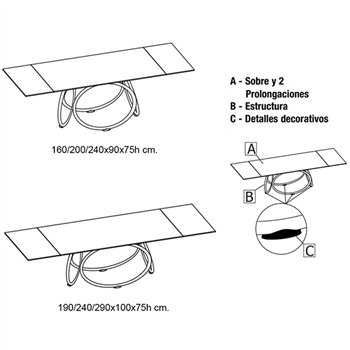 Mesa Louis Extensible Madera/Cristal Bontempi