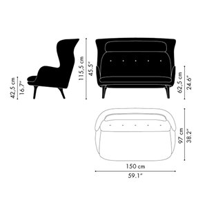 Sofá Ro patas aluminio Fritz Hansen