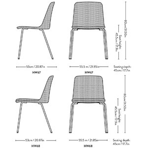Silla Rely tapizada apilable &Tradition