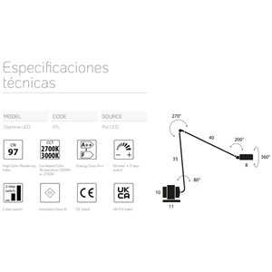 Lámpara sobremesa Daphine Led Lumina