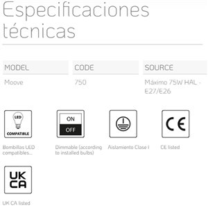 Lámpara suspensión Moove Lumina