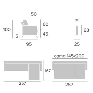 Sofá cama chaise longue Pau Francés Bañón