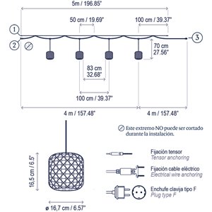 Lámpara suspensión Nans Catenary S/16/4L Bover