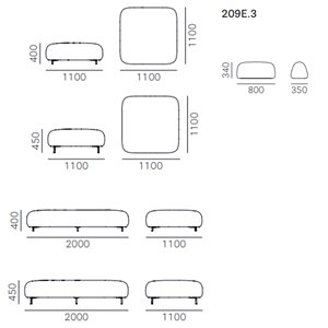 Pouf Buddy Oasi con respaldo Pedrali