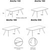 Mesa Aise oval fija pies metálicos Treku