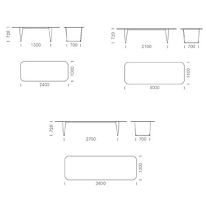 Mesa Rizz rectangular Pedrali