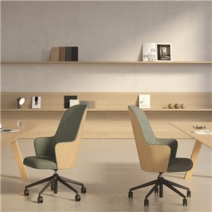 Sillón Aleta Executive madera con ruedas Viccarbe