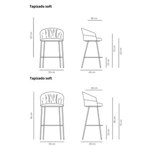 Taburete Copa cuatro patas metal Viccarbe
