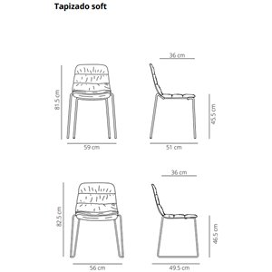 Silla Maarten tapizada base metálica Viccarbe