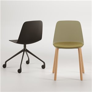 Silla Maarten base cuatro patas madera Viccarbe