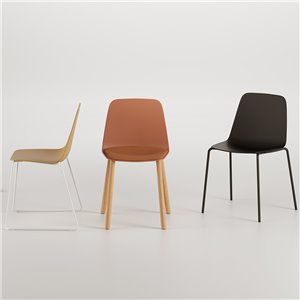 Silla Maarten base cuatro patas madera Viccarbe