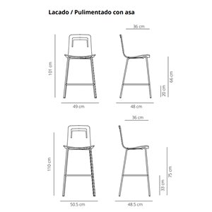 Taburete Klip cuatro patas metal Viccarbe