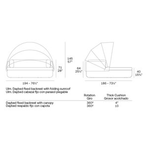 Cama Ulm Daybed Ø180 fija con parasol Vondom