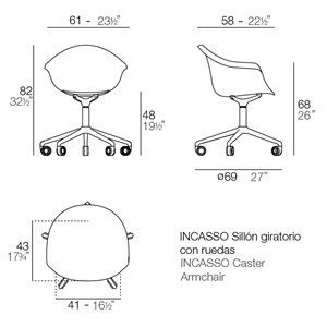 Sillón Incasso giratorio con ruedas Vondom